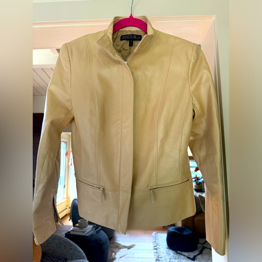 Lafayette 148 Cropped Leather Jacket